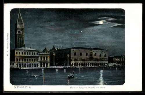 Künstler-AK Venezia, Molo e Palazzo Ducale dal mare