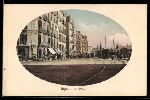 AK Napoli, Via Piliero con binari del tram