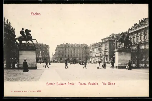 AK Torino, Cortile Palazzo Reale, Piazza Castello, Via Roma