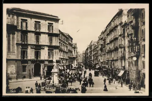 AK Napoli, Piazza Carità e monumento a Carlo Poerio