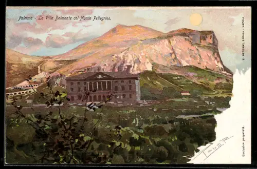 Künstler-AK Palermo, La Villa Belmonte col Monte Pellegrino