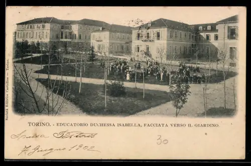 AK Torino, Educatorio Duchessa Isabella, facciata verso il giardino
