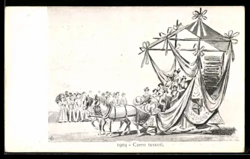 Künstler-AK Torino, Carro tessuti 1904
