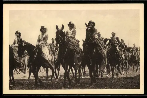 AK Torino, Carosello Storico 1928, Dame d`Onore della Regina Maria Teresa a cavallo