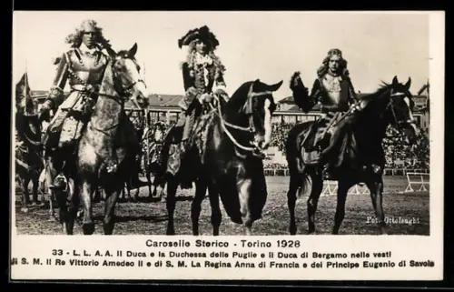 AK Torino, Carosello Storico con Duca, Duchessa e Re Vittorio Amedeo II, 1928