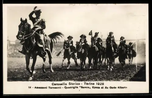 AK Torino, Carosello Storico 1928, Amazzoni Tornanti Quadriglia Savoie Epoca di Re Carlo Alberto