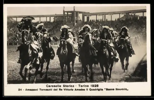 AK Torino, Carosello Storico 1928 con Amazzoni Tornanti del Re Vittorio Amedeo II