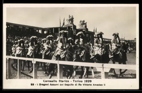 AK Torino, Carosello Storico con i Dragoni Azzurri del Re Vittorio Amedeo II, 1928