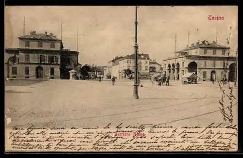 AK Torino, Barriera di Nizza con piazza e edifici storici