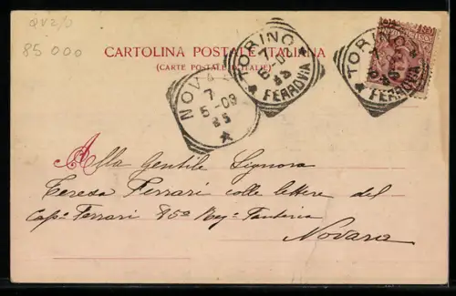 AK Torino, Barriera di Nizza con piazza e edifici storici