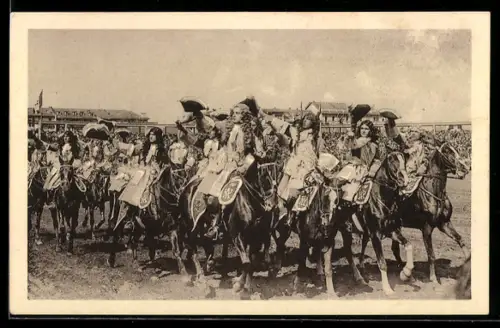 AK Torino, Carosello Storico 1928, Cavalieri Torneanti Quadriglia Bonne Nouvelle Dragoni Gialli