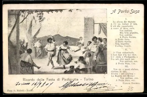 AK Torino, Ricordo della Festa di Piedigrotta con ballo tradizionale