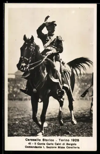 AK Torino, Carosello Storico 1928 con Conte Carlo Calvi di Bergolo a cavallo