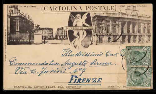 AK Torino, Piazza Castello e Palazzo Madama, ricordo di Torino