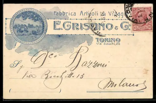 AK Torino, Fabbrica Articoli da Viaggio E. Gristino & C. Via Sacchi 26