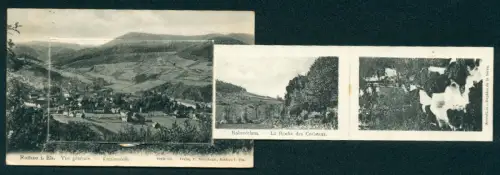 Leporello-AK Rothau i. Els., Rapides de la Serva, La Roche des Corbeaux, Hotel Waldfriede