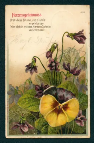 Mechanische-AK Liebliche Sprüche unter den gelben Blüten