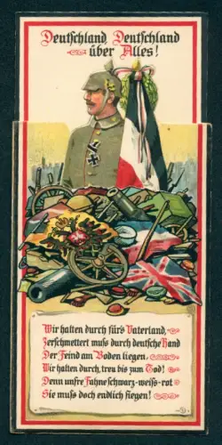 Mechanische-AK Soldat mit Reichsfahne steigt aus einem Trümmerhaufen aus, Propaganda 1. Weltkrieg