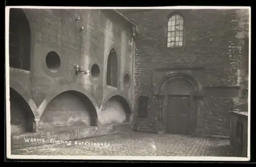 AK Worms, Eingang zur Synagoge