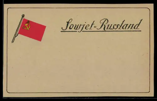 Handgemachte-Collage-AK Sowjet-Russland, Gehisste Flagge