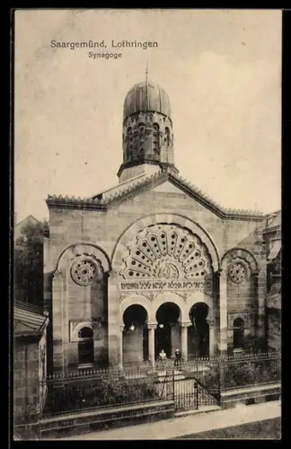 AK Saargemünd /Lothringen, Blick zur Synagoge