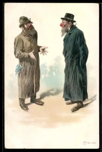 Lithographie Zwei Juden unterhalten sich
