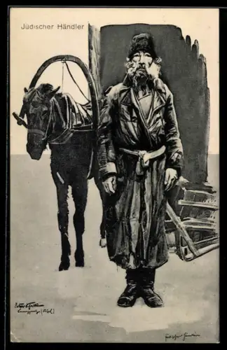 AK Jüdischer Händler mit Pferdeschlitten