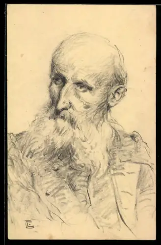 Künstler-AK Handgemalt sign. E. Langenbach: Karlsruhe, Älterer Herr mit Vollbart