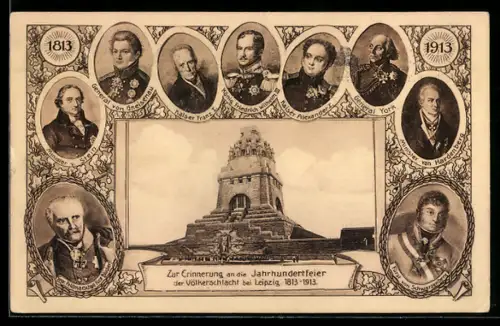 AK Ganzsache PP27 C219 /02: Leipzig, Völkerschlachtdenkmal, Kaiser Alexander I., Minister v. Stein