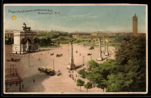 AK New York, NY, Brooklyn, Prospect Park Entrance and Memorial Arch, Halt gegen das Licht