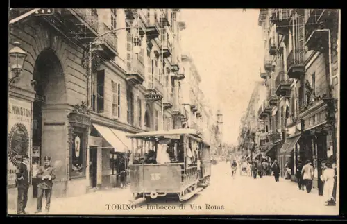 AK Torino, Imbocco di Via Roma, Strassenbahn