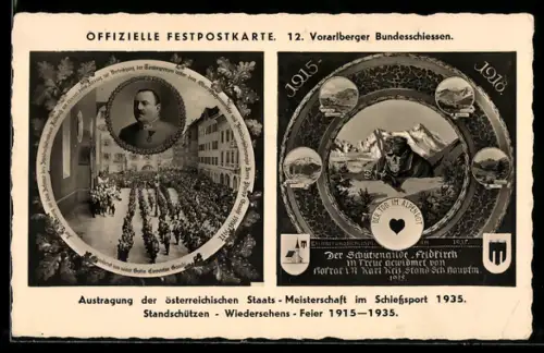 AK Feldkirch, 12. Vorarlberger Bundesschiessen1935, Der Tod im Alpenrot