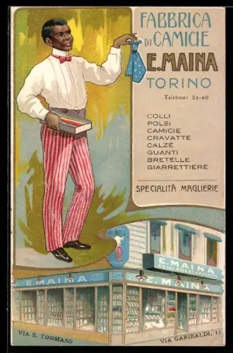 Lithographie Torino, Fabrica di Camicie E. Maina, Via S. Tommaso