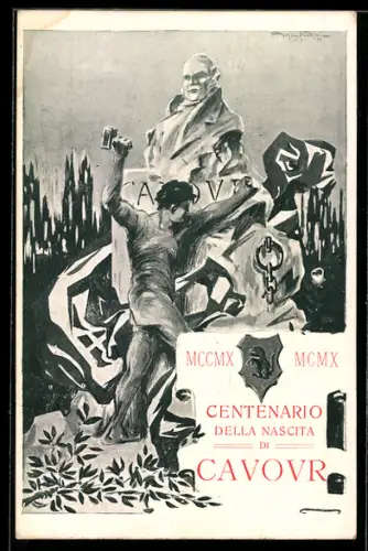 AK Torino, Centenario della nascita di Cavour, Bildhauer