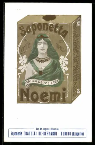 AK Torino, Reklame für Seife Saponetta von Fratelli De-Bernardi im Jugendstil