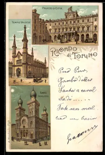 AK Torino, Templo Israelitico, Palazzo di Gittá, Tempio Valdese