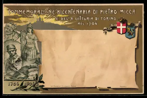 AK Torino, Commemorazione bicentenaria di Pietro Micca e della vittoria nel 1706