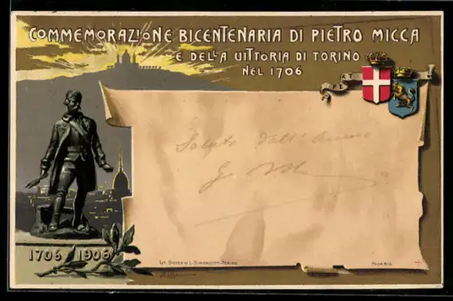 AK Torino, Commemorazione bicentenaria di Pietro Micca e della vittoria nel 1706