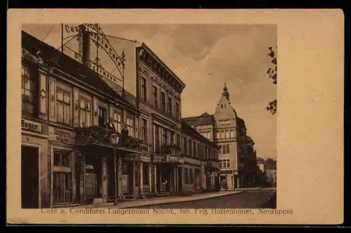 AK Neuruppin, Cafe und Konditorei Langermann Nachf. Fritz Hattenhauer