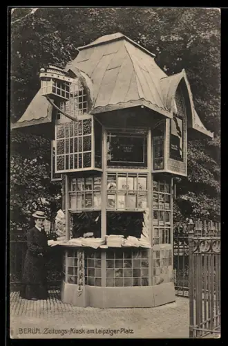 AK Berlin, Zeitungs-Kiosk am Leipziger Platz