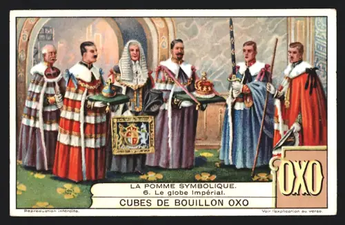 Sammelbild Cie Liebig, Oxo, Cubes de Bouillon, La Pomme Symbolique, Le globe impérial