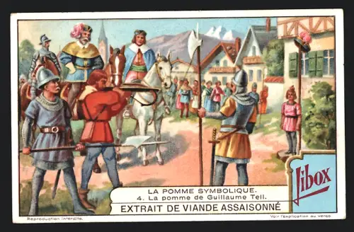 Sammelbild Cie Liebig, Libox, Extrait de viande assaisonné, La pomme symbolique, La pomme de Guillaume Tell