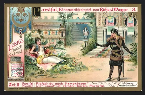 6 Sammelbilder Liebig, Serie Nr. 604: Parsifal von R. Wagner, Ich harre dess`, der mir beschieden
