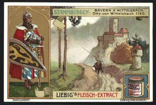 6 Sammelbilder Liebig, Serie Nr. 888: Stammburgen, Albrechtsburg in Sachsen-Wettin, Wartburg, Burg Hohenzollern