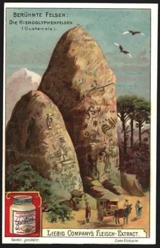 6 Sammelbilder Liebig, Serie Nr. 710: Berühmte Felsen, Bloc Monstre, Felsen Zachloru, Prebischthor, Hieroglyphenfelsen
