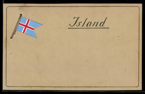 Handgemachte-Collage-AK Flagge von Island