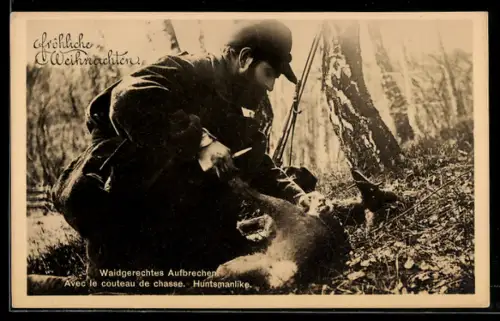 AK Waidgerechtes Aufbrechen, Jäger mit Rehbock