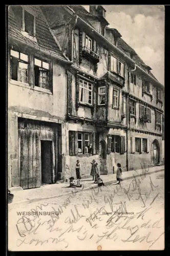 AK Weissenburg, Haus Dietenbeck in der Aussenansicht mit Passanten