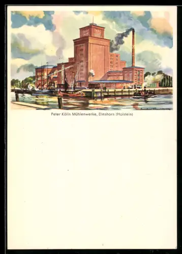AK Elmshorn /Holstein, Peter Kölln Mühlenwerke, Aussenansicht der Fabrik