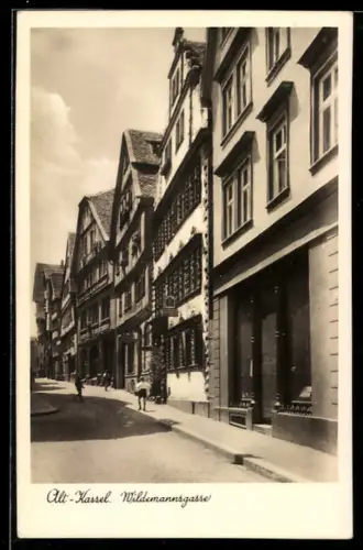 AK Kassel, Wildemannsgasse mit Gasthaus Zur Pinne